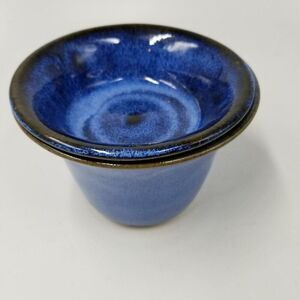 Vintage Brinker Pots Dip Crock Ice Bowl Bright Blue Highfire Stoneware